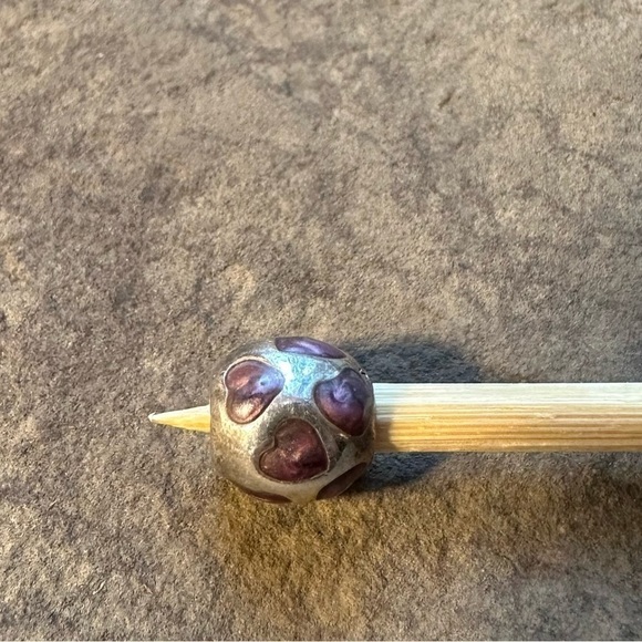 Pandora Silver & Purple Enamel Heart Bead 925 ALE for Pandora Moments Bracelet - Picture 2 of 4